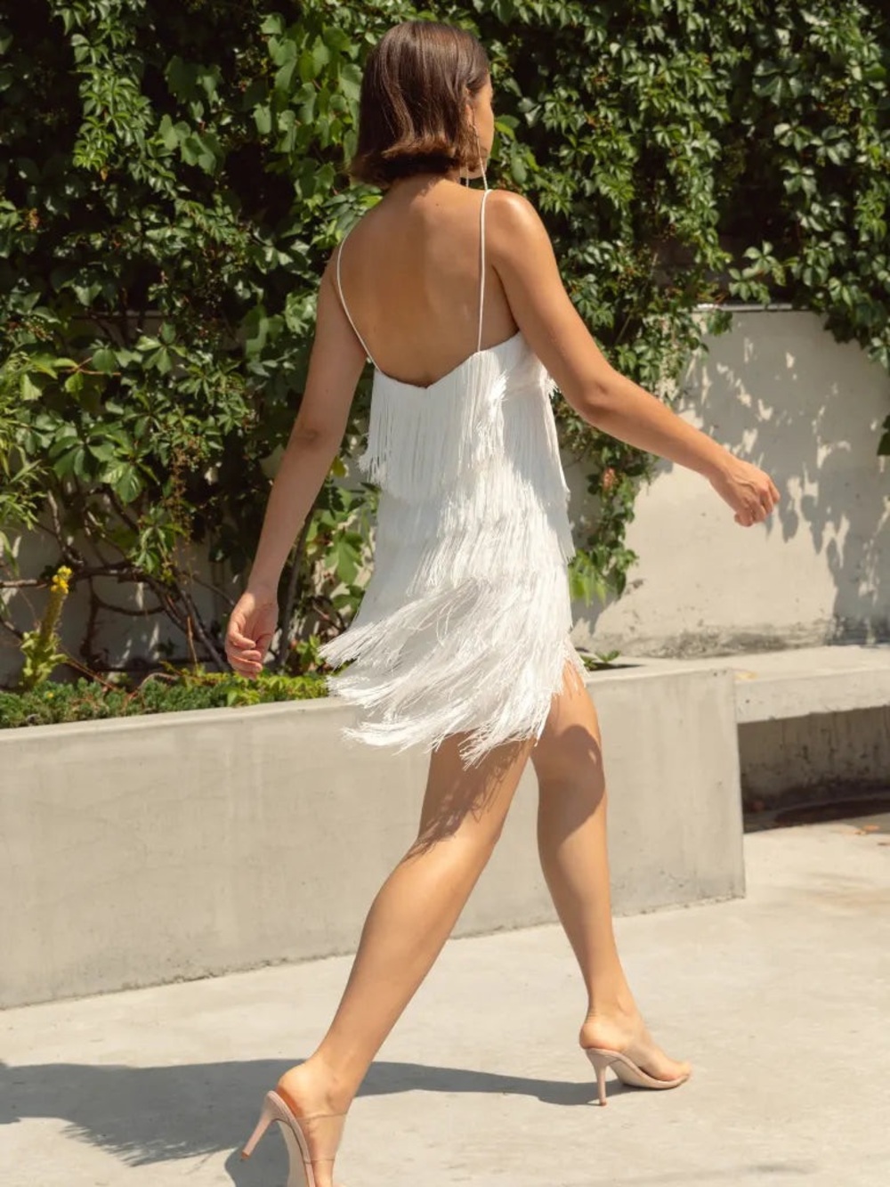 Jenny Yoo White Fringe Mini Dress - Picture 3 of 7